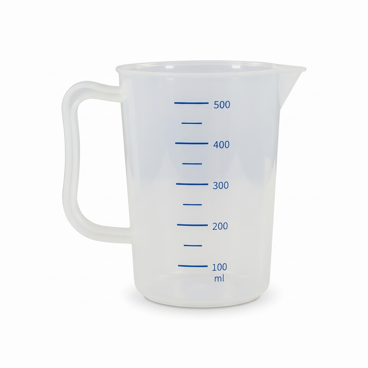 Small clear plastic measuring cup, 500 ml, with handle